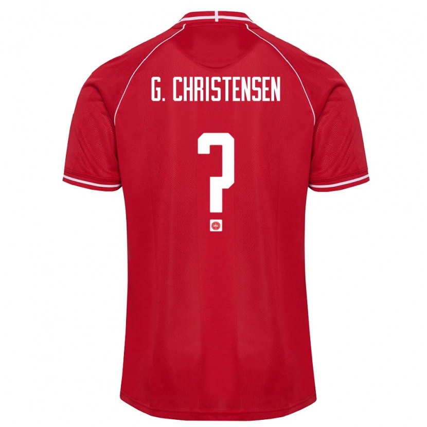 Danxen Dámské Dánsko Gustav Christensen #0 Červená Bílá Domů Hráčské Dresy 26-28 Dres