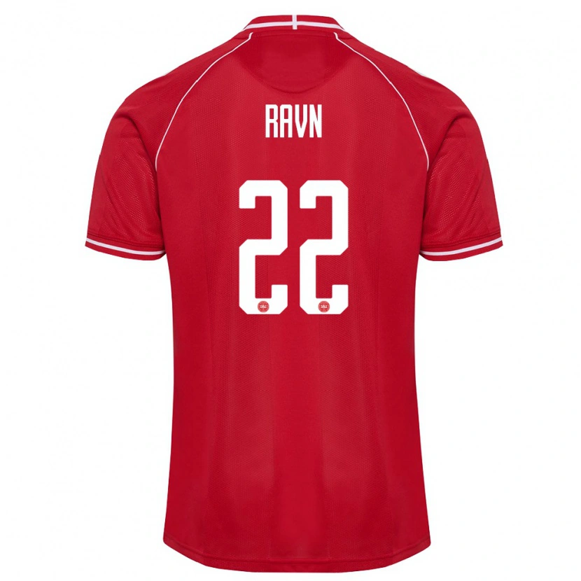 Danxen Dámské Dánsko Anders Ravn #22 Červená Bílá Domů Hráčské Dresy 26-28 Dres