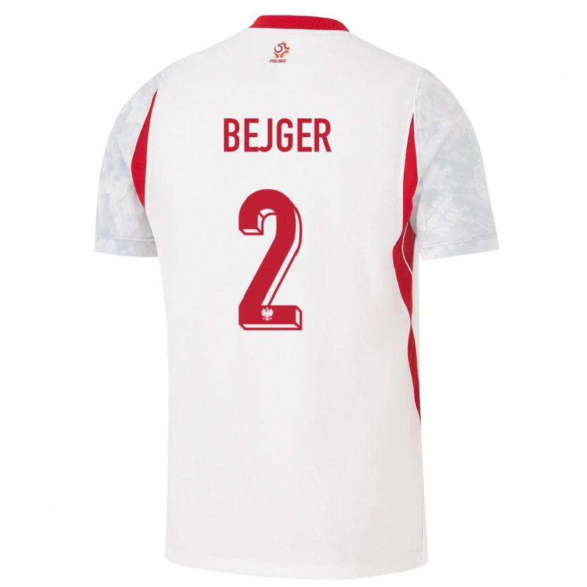 Danxen Dámské Polsko Lukasz Bejger #2 Bílá Červená Šedá Domů Hráčské Dresy 26-28 Dres