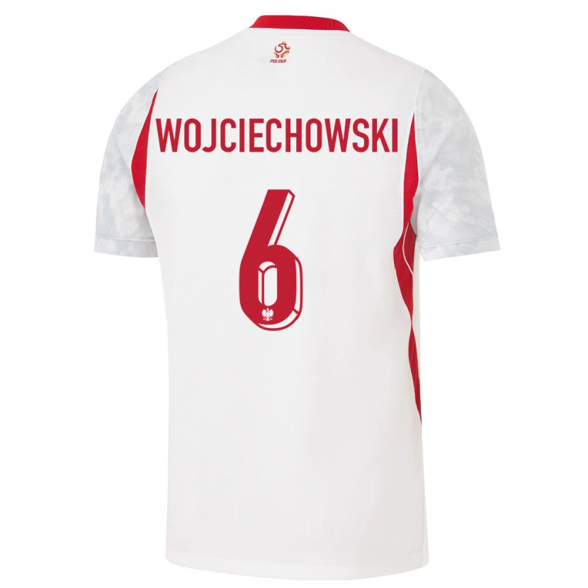 Danxen Dámské Polsko Maciej Wojciechowski #6 Bílá Červená Šedá Domů Hráčské Dresy 26-28 Dres