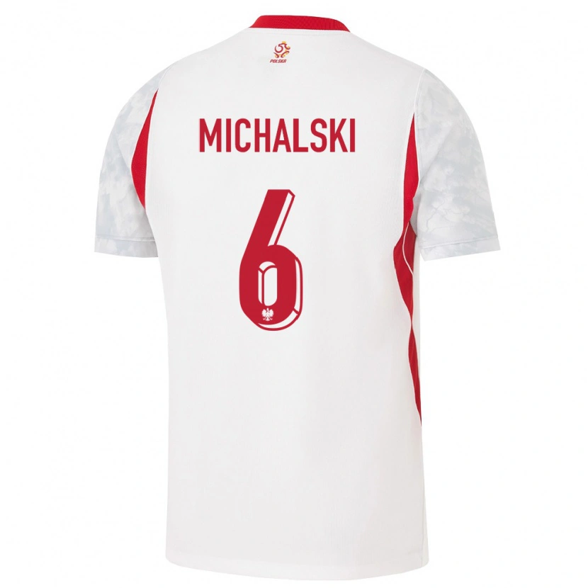 Danxen Dámské Polsko Szymon Michalski #6 Bílá Červená Šedá Domů Hráčské Dresy 26-28 Dres