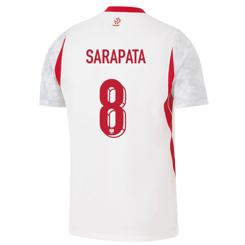 Danxen Dámské Polsko Dominik Sarapata #8 Bílá Červená Šedá Domů Hráčské Dresy 26-28 Dres