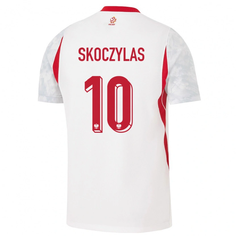 Danxen Dámské Polsko Mateusz Skoczylas #10 Bílá Červená Šedá Domů Hráčské Dresy 26-28 Dres