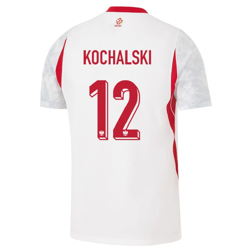 Danxen Dámské Polsko Mateusz Kochalski #12 Bílá Červená Šedá Domů Hráčské Dresy 26-28 Dres