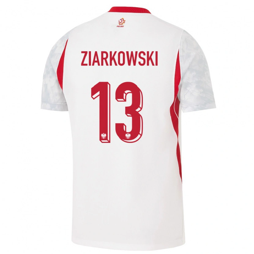 Danxen Dámské Polsko Tymon Ziarkowski #13 Bílá Červená Šedá Domů Hráčské Dresy 26-28 Dres