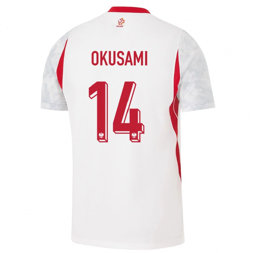 Danxen Dámské Polsko Jakub Okusami #14 Bílá Červená Šedá Domů Hráčské Dresy 26-28 Dres