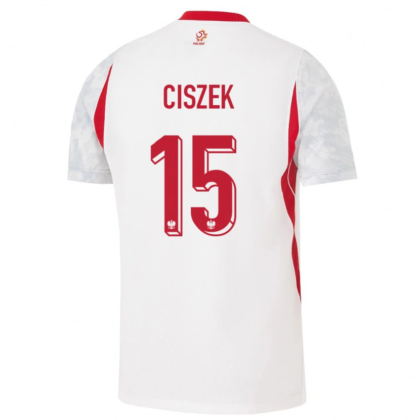Danxen Dámské Polsko Konrad Ciszek #15 Bílá Červená Šedá Domů Hráčské Dresy 26-28 Dres