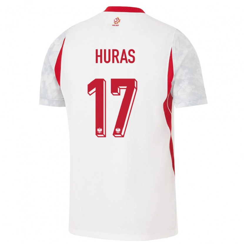 Danxen Dámské Polsko Mike Huras #17 Bílá Červená Šedá Domů Hráčské Dresy 26-28 Dres