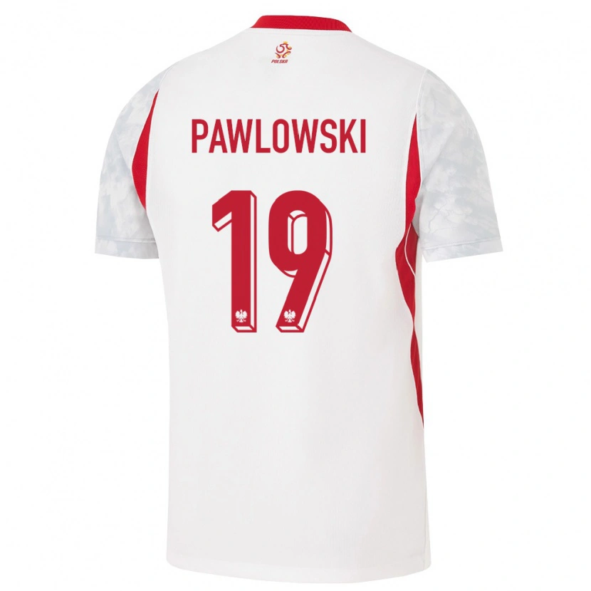Danxen Dámské Polsko Max Pawlowski #19 Bílá Červená Šedá Domů Hráčské Dresy 26-28 Dres