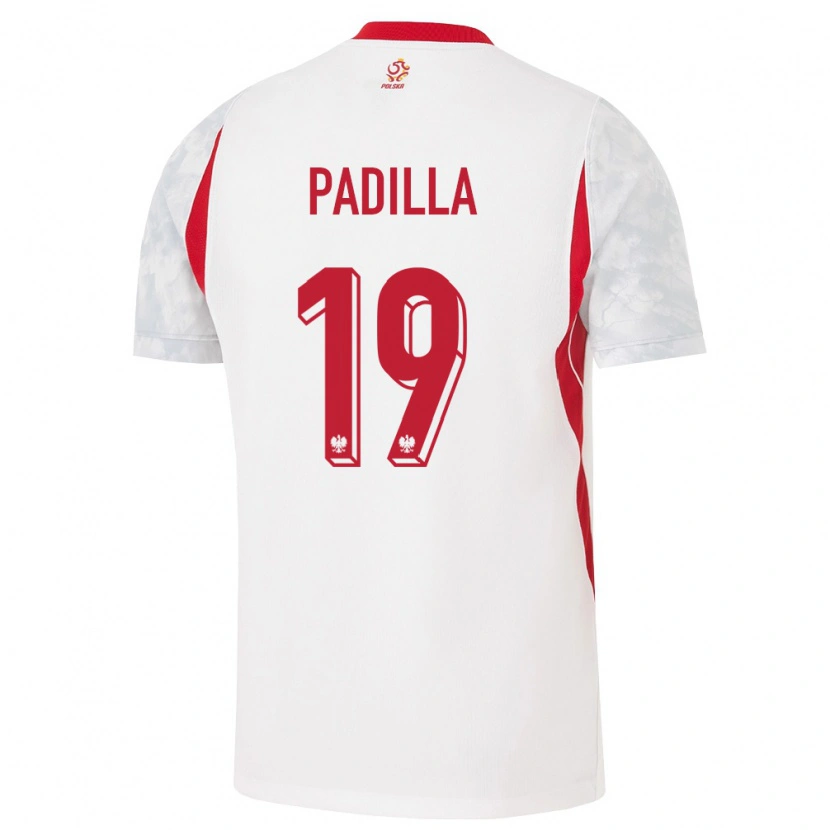 Danxen Dámské Polsko Natalia Padilla #19 Bílá Červená Šedá Domů Hráčské Dresy 26-28 Dres
