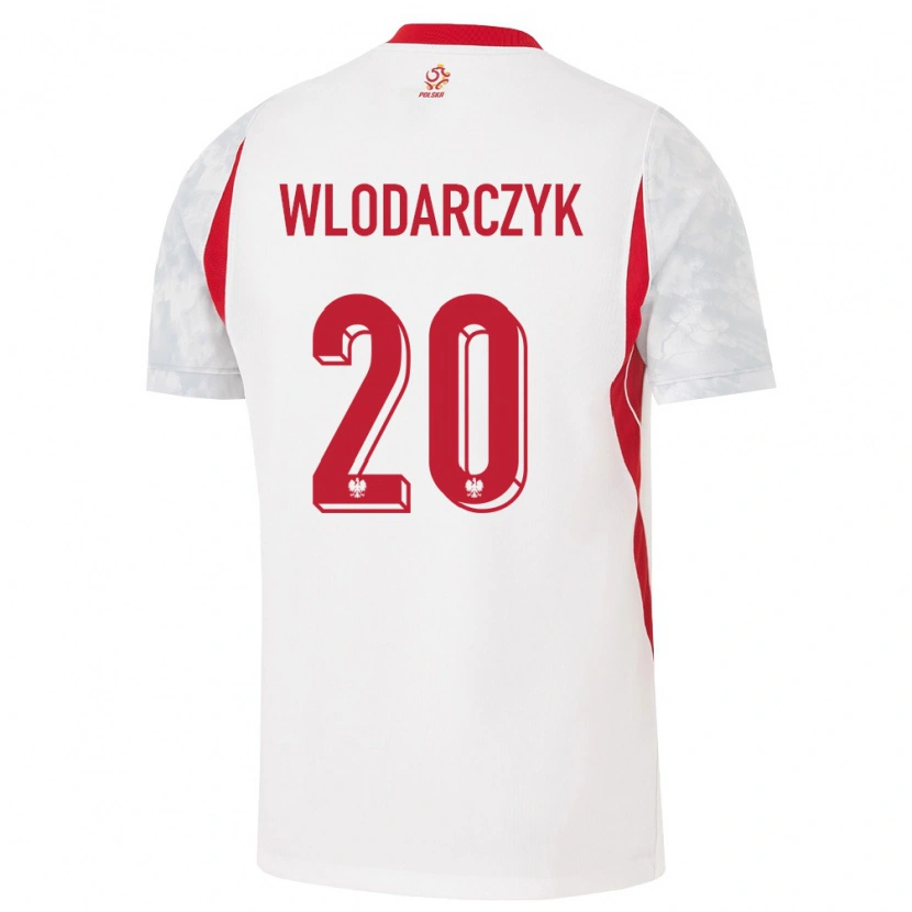 Danxen Dámské Polsko Szymon Wlodarczyk #20 Bílá Červená Šedá Domů Hráčské Dresy 26-28 Dres