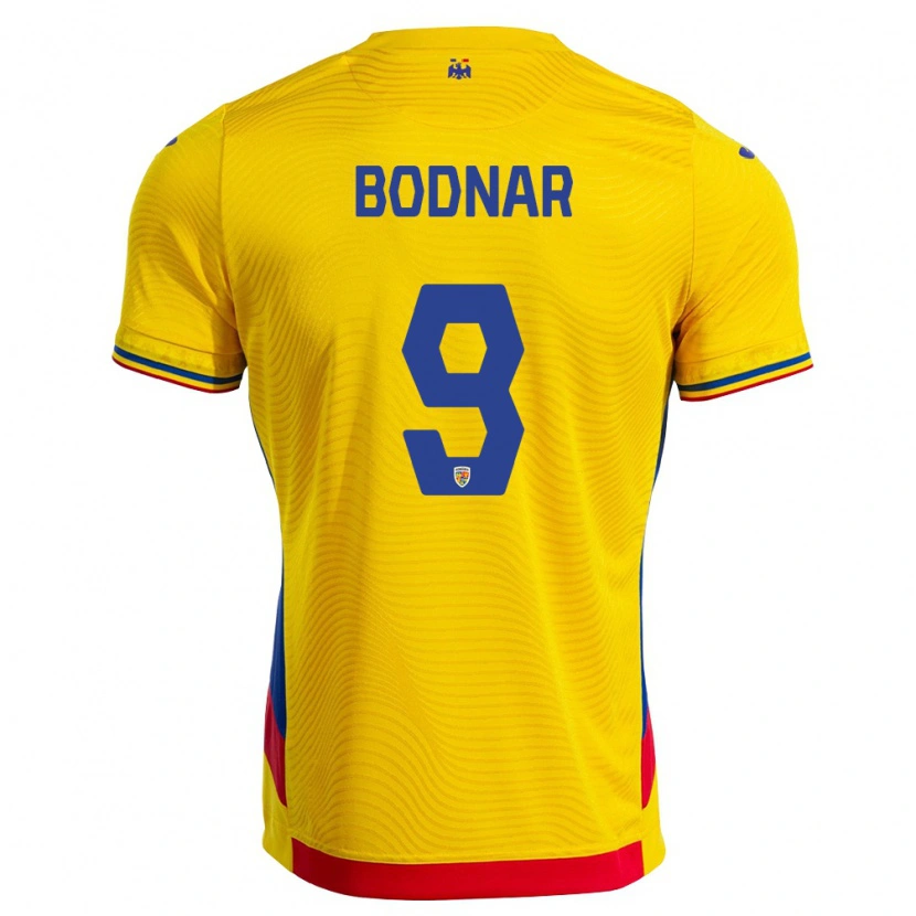 Danxen Dámské Rumunsko Eduardo Bodnar #9 Žlutá Červená Domů Hráčské Dresy 26-28 Dres