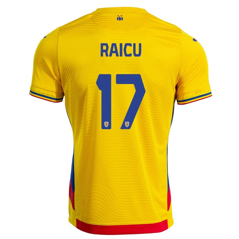 Danxen Dámské Rumunsko Alin Raicu #17 Žlutá Červená Domů Hráčské Dresy 26-28 Dres