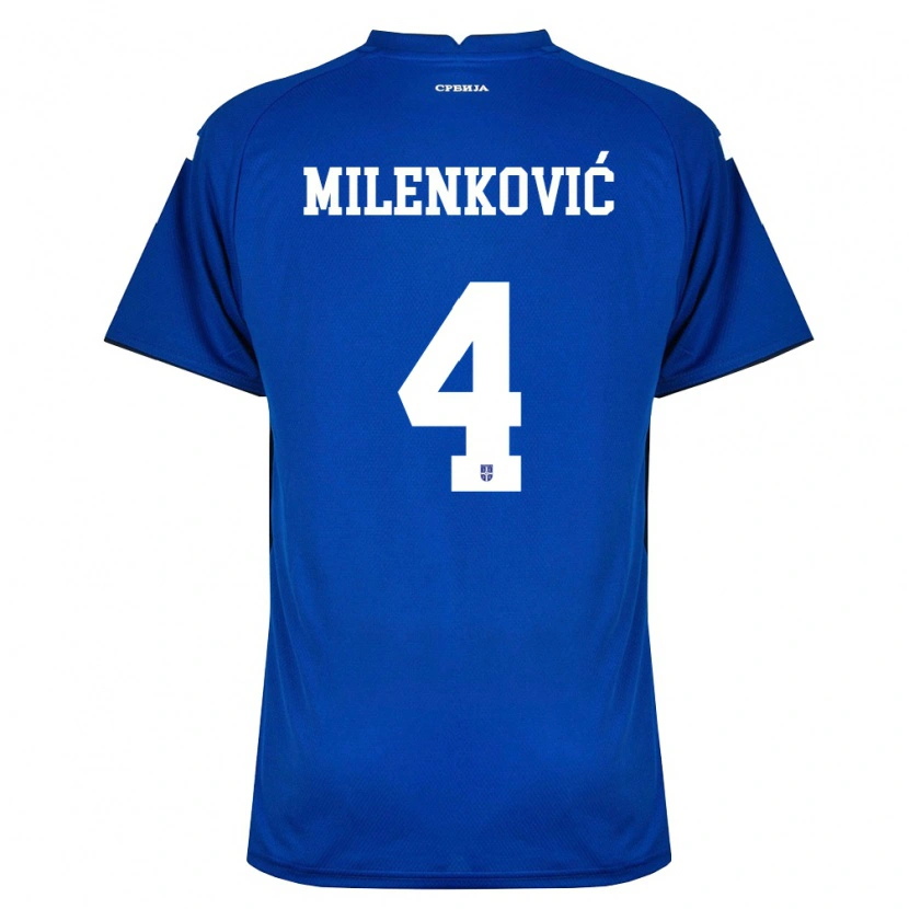 Danxen Dámské Srbsko Nikola Milenković #4 Námořnická Červená Domů Hráčské Dresy 26-28 Dres