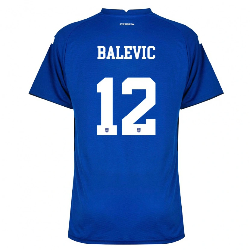 Danxen Dámské Srbsko Lazar Balevic #12 Námořnická Červená Domů Hráčské Dresy 26-28 Dres