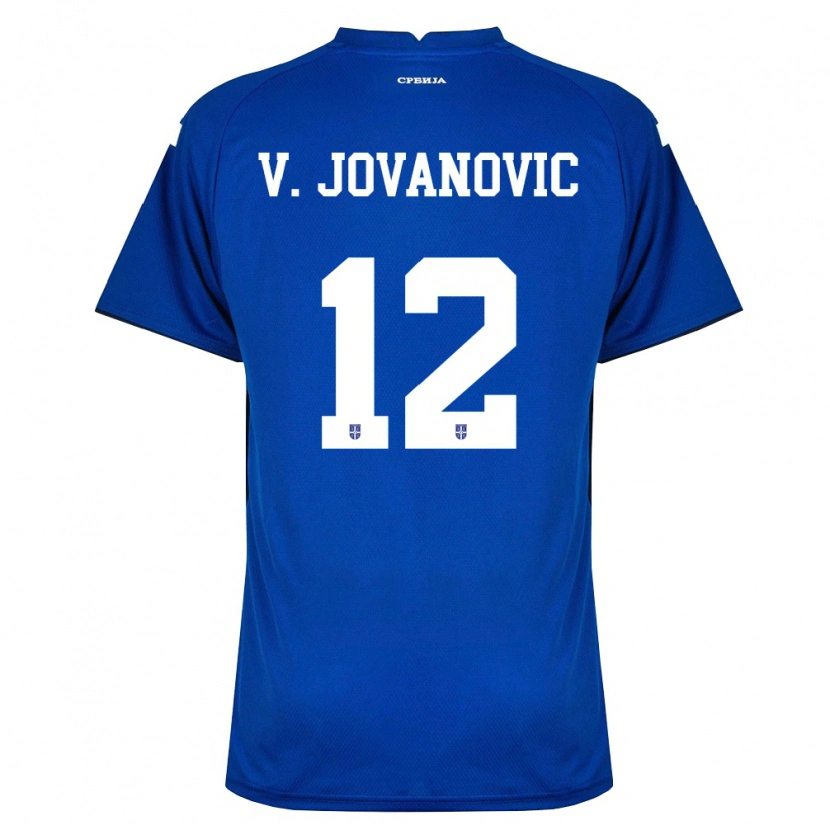 Danxen Dámské Srbsko Vukasin Jovanovic #12 Námořnická Červená Domů Hráčské Dresy 26-28 Dres