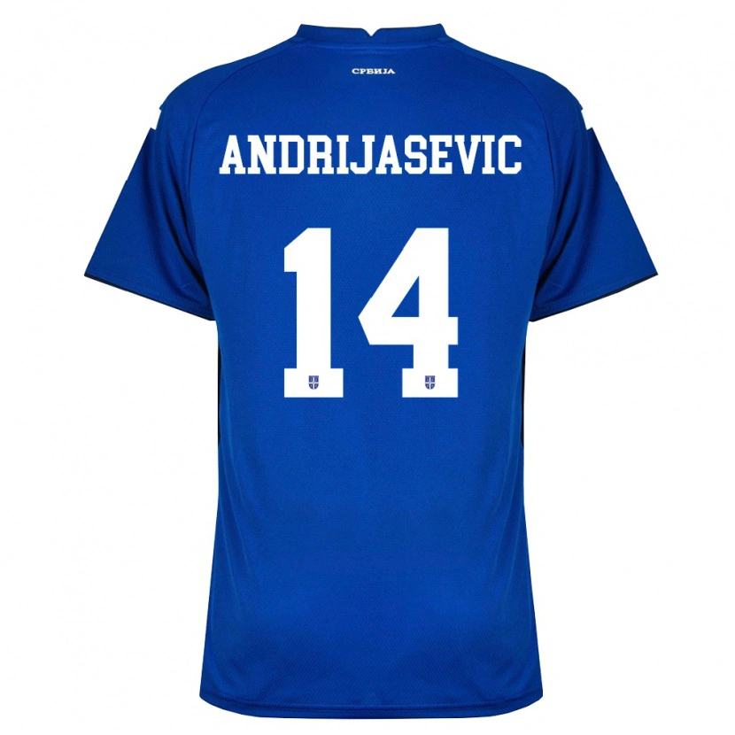 Danxen Dámské Srbsko Luka Andrijasevic #14 Námořnická Červená Domů Hráčské Dresy 26-28 Dres