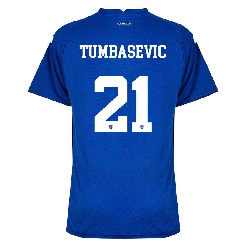 Danxen Dámské Srbsko Andrej Tumbasevic #21 Námořnická Červená Domů Hráčské Dresy 26-28 Dres