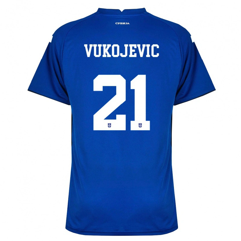 Danxen Dámské Srbsko Veljko Vukojevic #21 Námořnická Červená Domů Hráčské Dresy 26-28 Dres