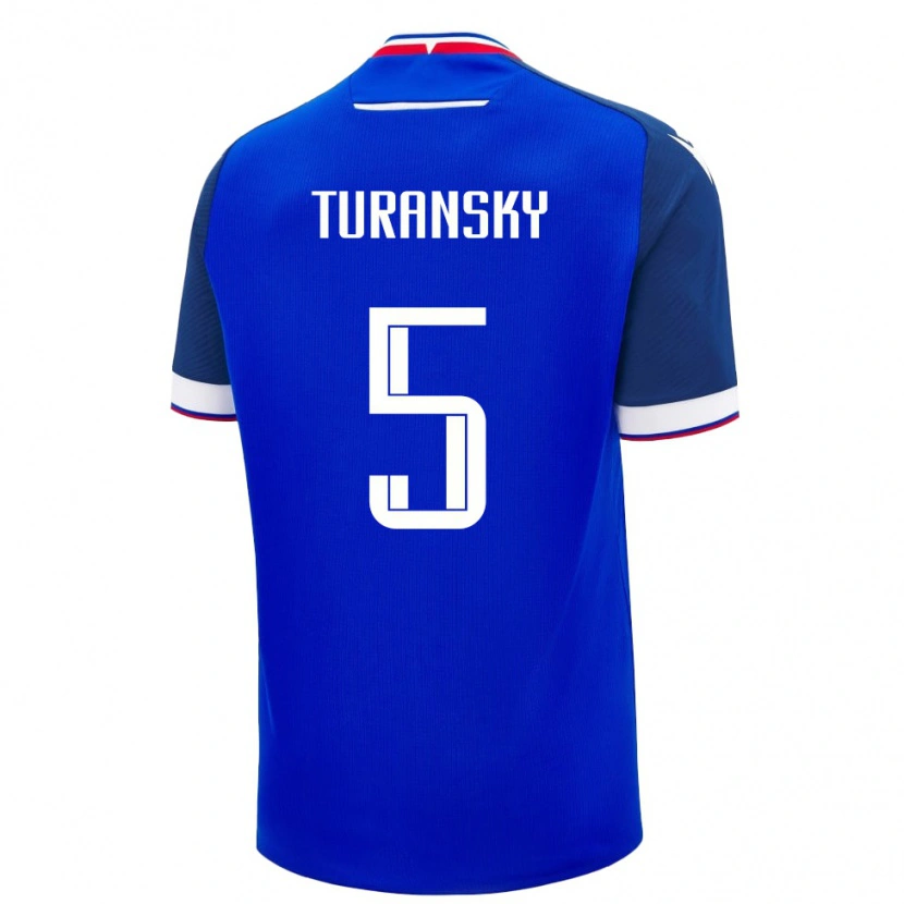 Danxen Dámské Slovensko Martin Turansky #5 Modrá Bílá Domů Hráčské Dresy 26-28 Dres