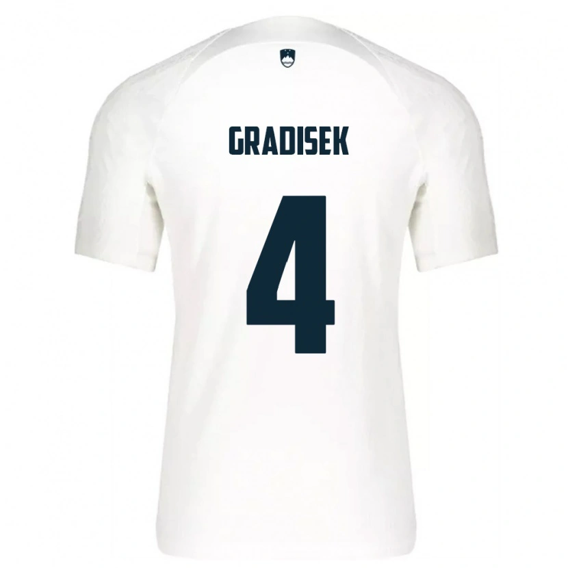 Danxen Dámské Slovinsko Sara Gradišek #4 Bílá Modrá Domů Hráčské Dresy 26-28 Dres