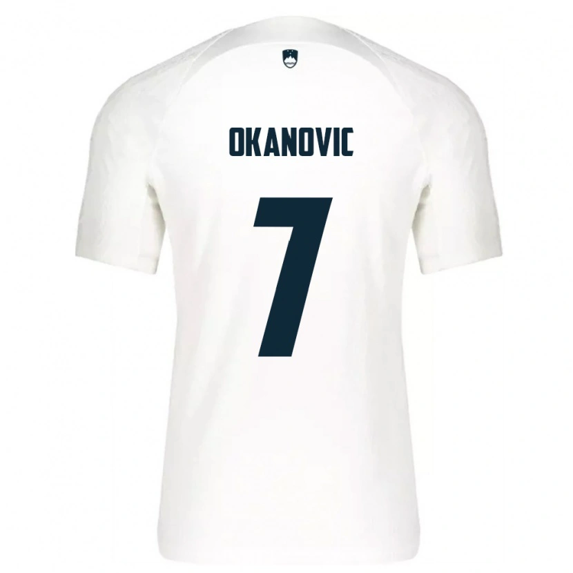 Danxen Dámské Slovinsko Deen Okanovic #7 Bílá Modrá Domů Hráčské Dresy 26-28 Dres