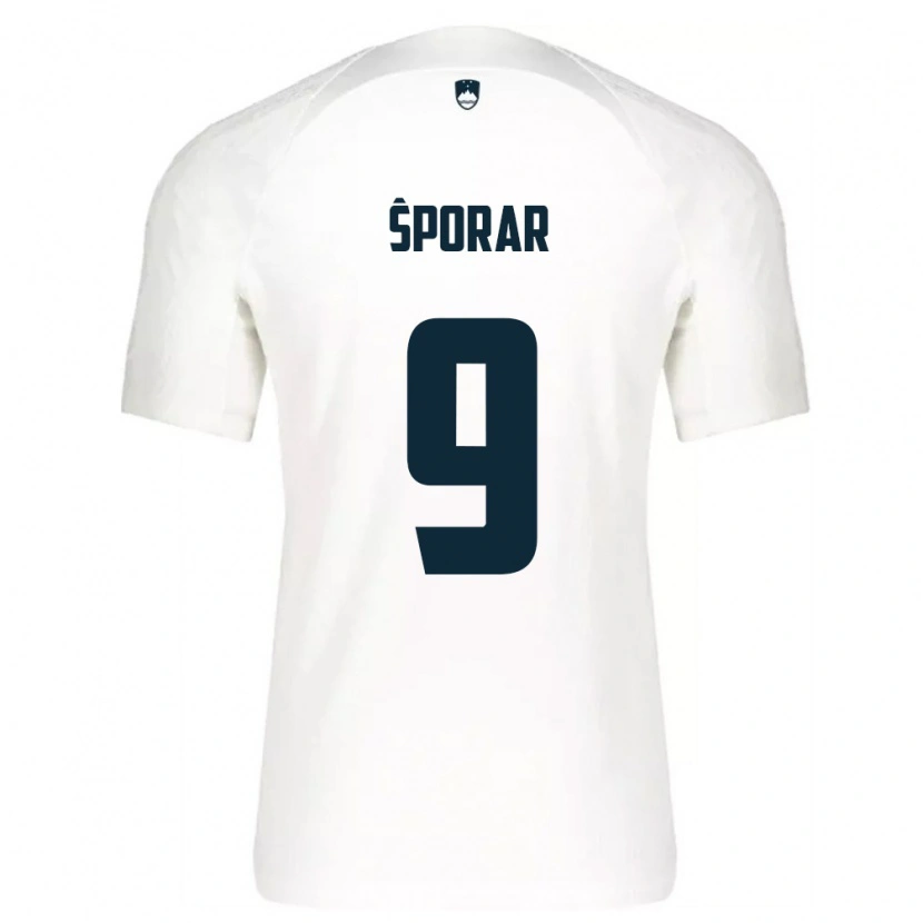 Danxen Dámské Slovinsko Andraz Sporar #9 Bílá Modrá Domů Hráčské Dresy 26-28 Dres