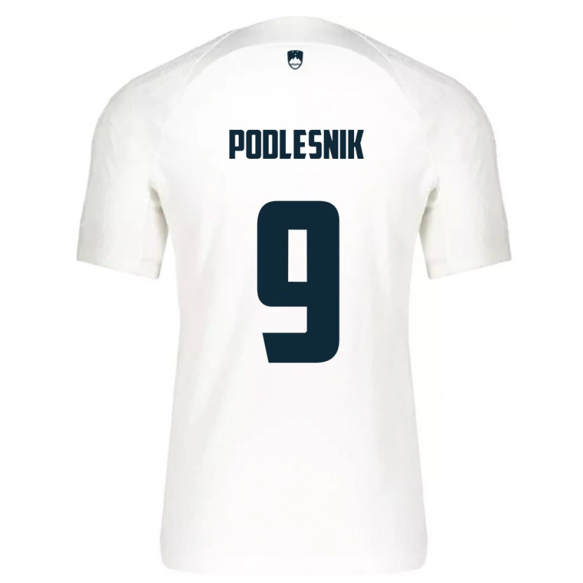 Danxen Dámské Slovinsko Nik Podlesnik #9 Bílá Modrá Domů Hráčské Dresy 26-28 Dres