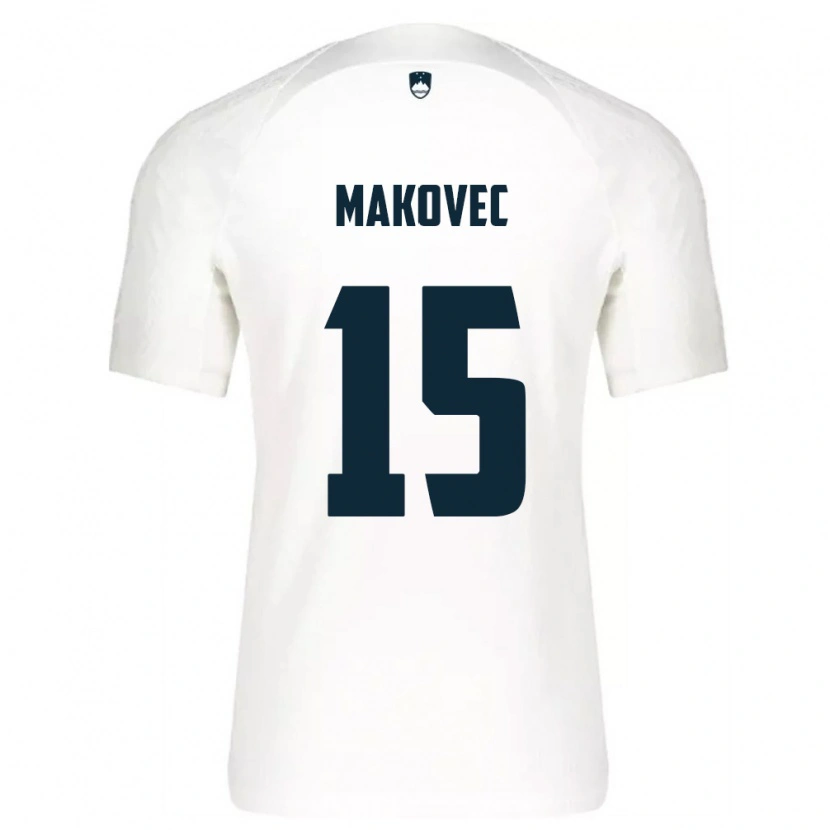 Danxen Dámské Slovinsko Sara Makovec #15 Bílá Modrá Domů Hráčské Dresy 26-28 Dres