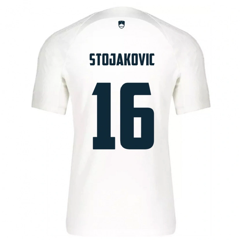 Danxen Dámské Slovinsko Aleks Stojakovic #16 Bílá Modrá Domů Hráčské Dresy 26-28 Dres