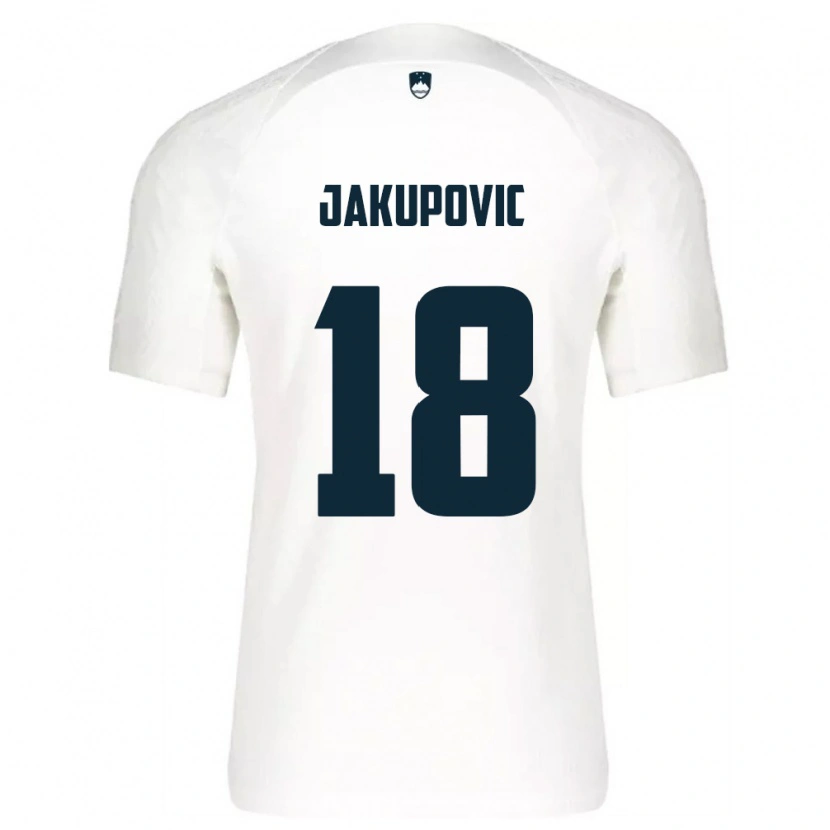 Danxen Dámské Slovinsko Aldin Jakupovic #18 Bílá Modrá Domů Hráčské Dresy 26-28 Dres