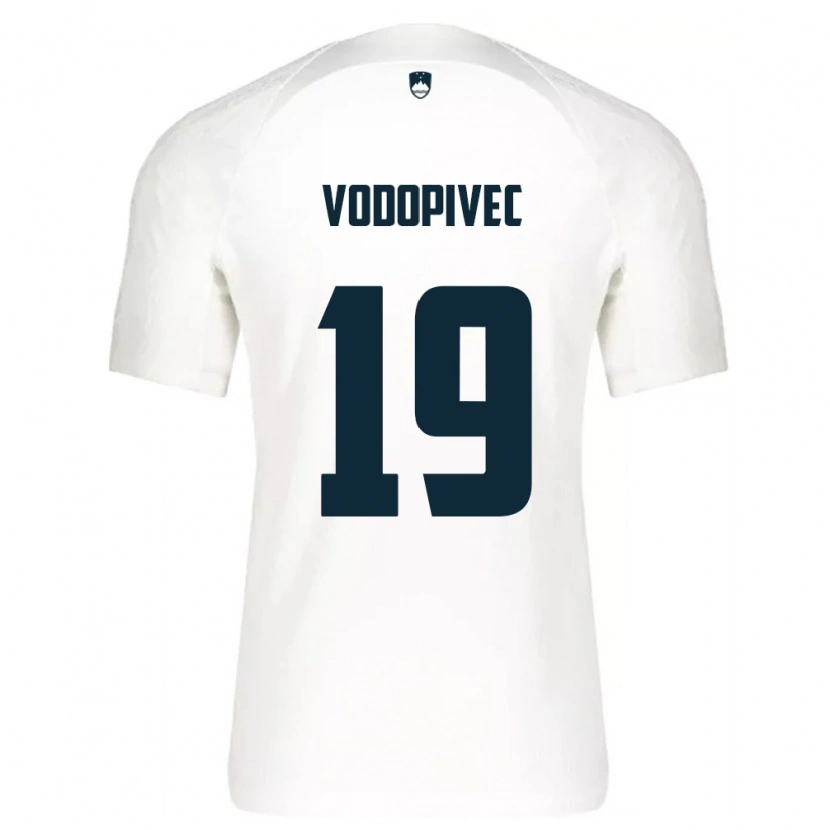 Danxen Dámské Slovinsko Aljaz Vodopivec #19 Bílá Modrá Domů Hráčské Dresy 26-28 Dres