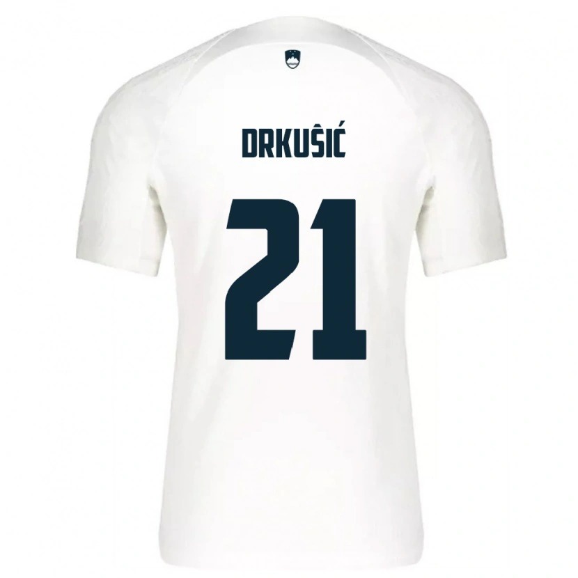 Danxen Dámské Slovinsko Vanja Drkusic #21 Bílá Modrá Domů Hráčské Dresy 26-28 Dres