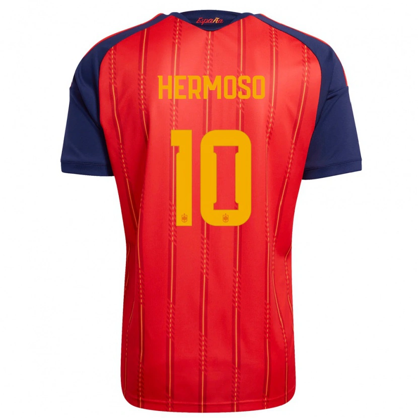 Danxen Dámské Španělsko Jennifer Hermoso #10 Červená Námořnická Žlutá Domů Hráčské Dresy 26-28 Dres