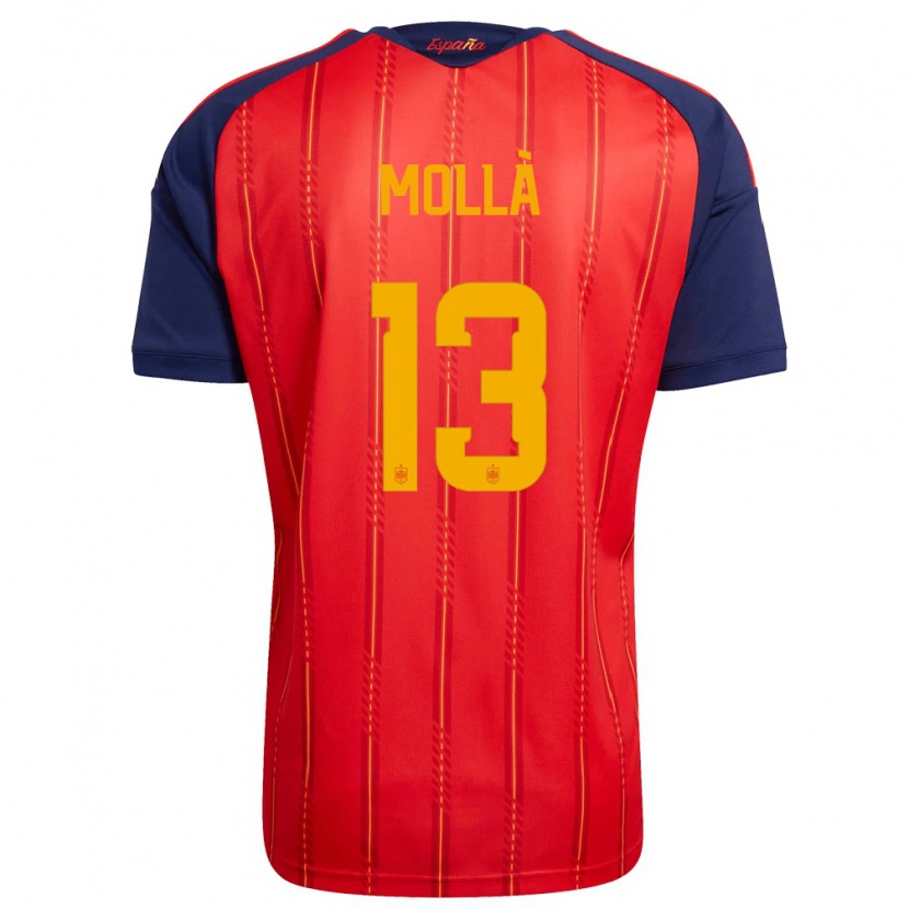 Danxen Dámské Španělsko Pablo Mollà #13 Červená Námořnická Žlutá Domů Hráčské Dresy 26-28 Dres