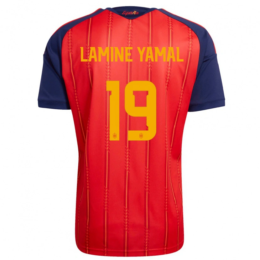 Danxen Dámské Španělsko Lamine Yamal #19 Červená Námořnická Žlutá Domů Hráčské Dresy 26-28 Dres