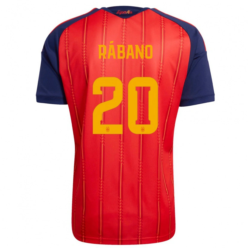 Danxen Dámské Španělsko Nuria Rabano #20 Červená Námořnická Žlutá Domů Hráčské Dresy 26-28 Dres
