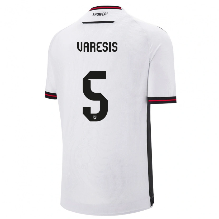 Danxen Dámské Albánie Konstantinos Varesis #5 Bílá Černá Daleko Hráčské Dresy 26-28 Dres