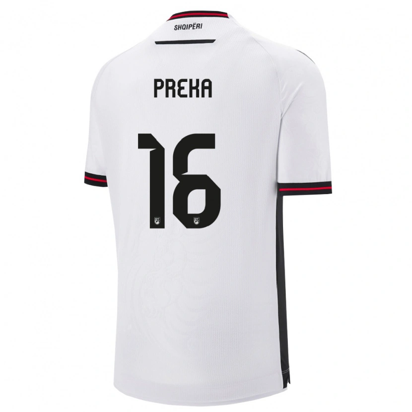 Danxen Dámské Albánie Marcelino Preka #16 Bílá Černá Daleko Hráčské Dresy 26-28 Dres