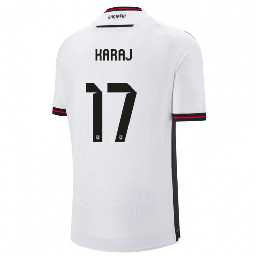 Danxen Dámské Albánie Eraldo Karaj #17 Bílá Černá Daleko Hráčské Dresy 26-28 Dres