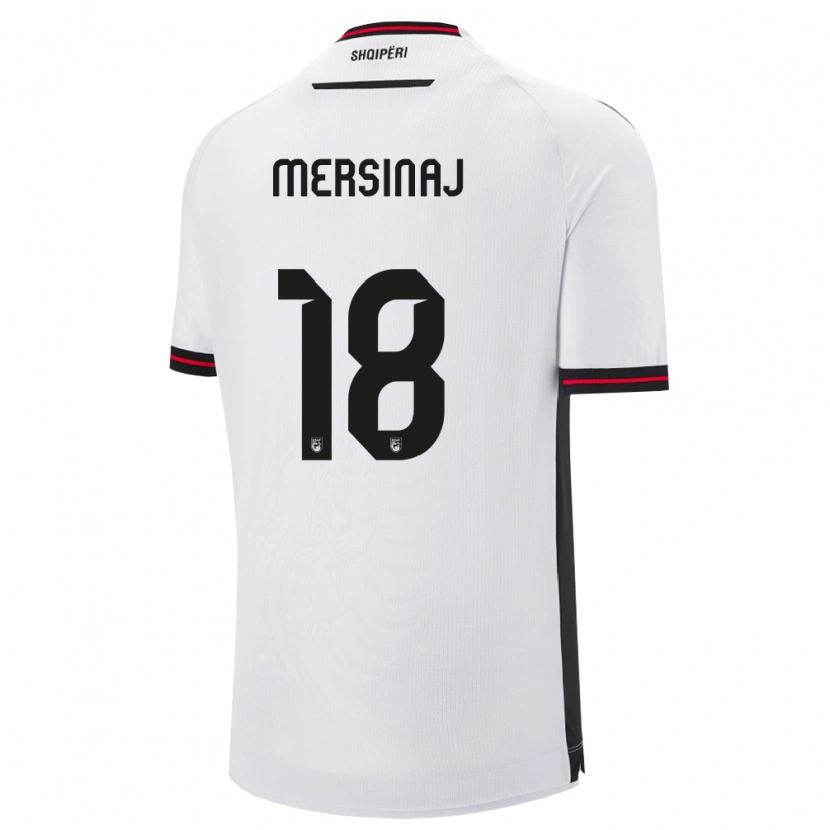 Danxen Dámské Albánie Jon Mersinaj #18 Bílá Černá Daleko Hráčské Dresy 26-28 Dres