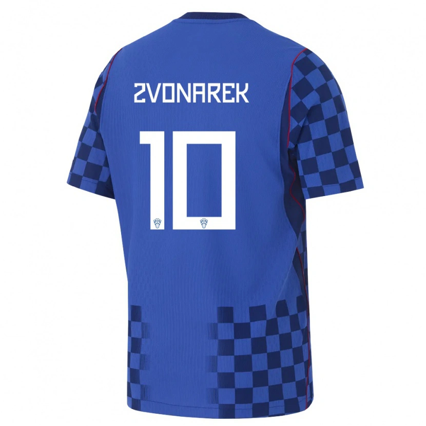 Danxen Dámské Chorvatsko Lovro Zvonarek #10 Modrá Námořnická Červená Daleko Hráčské Dresy 26-28 Dres