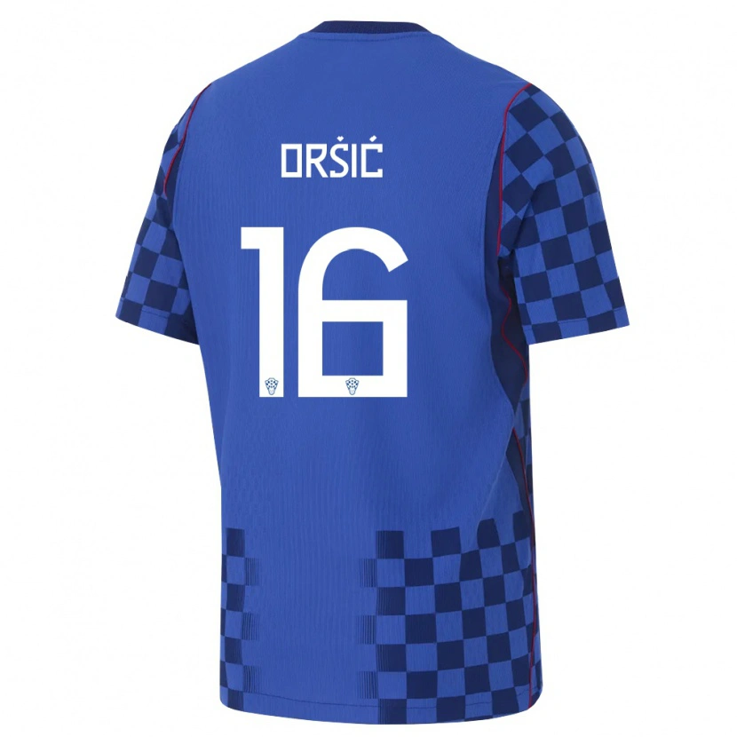 Danxen Dámské Chorvatsko Mislav Orsic #16 Modrá Námořnická Červená Daleko Hráčské Dresy 26-28 Dres