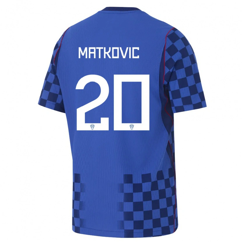 Danxen Dámské Chorvatsko Anton Matkovic #20 Modrá Námořnická Červená Daleko Hráčské Dresy 26-28 Dres