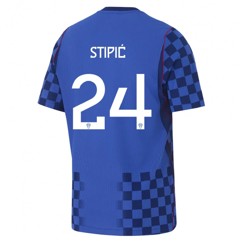 Danxen Dámské Chorvatsko Mihael Stipic #24 Modrá Námořnická Červená Daleko Hráčské Dresy 26-28 Dres
