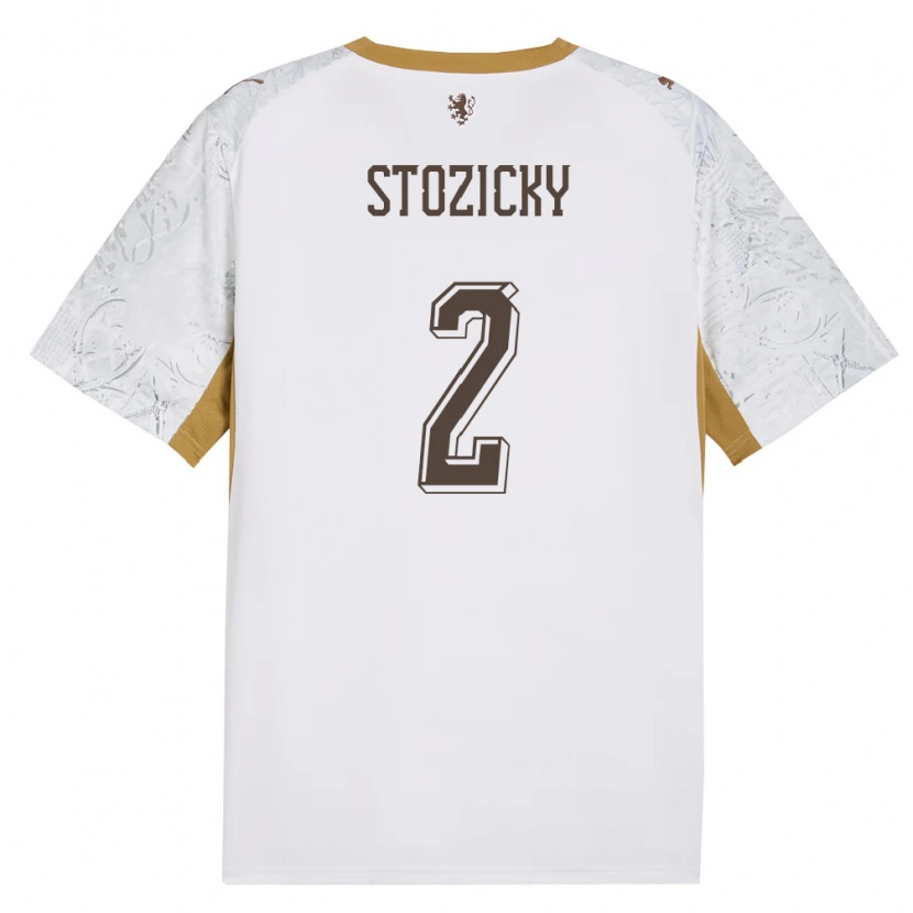 Danxen Dámské Česko David Stozicky #2 Smetanová Zlatá Šedá Daleko Hráčské Dresy 26-28 Dres