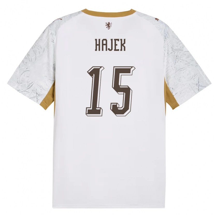Danxen Dámské Česko Jan Hajek #15 Smetanová Zlatá Šedá Daleko Hráčské Dresy 26-28 Dres