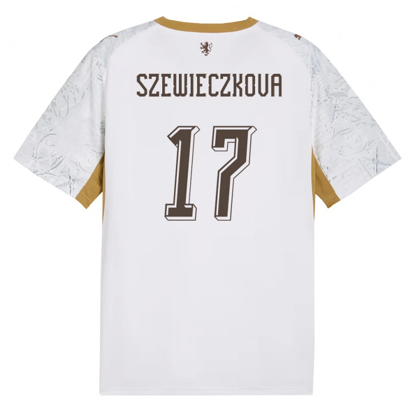 Danxen Dámské Česko Tereza Szewieczková #17 Smetanová Zlatá Šedá Daleko Hráčské Dresy 26-28 Dres