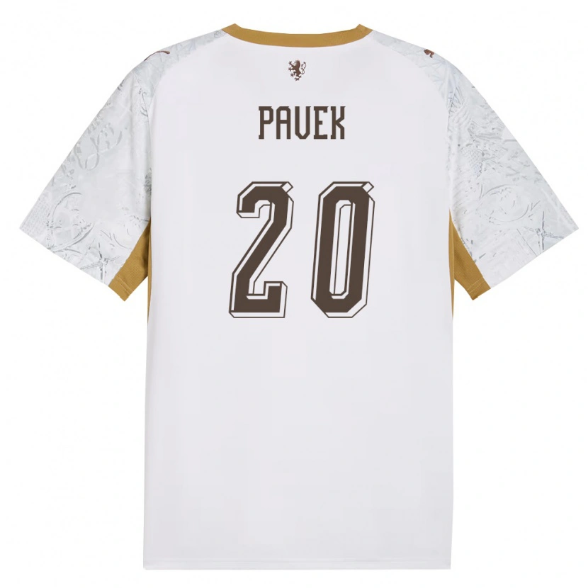 Danxen Dámské Česko Jakub Pavek #20 Smetanová Zlatá Šedá Daleko Hráčské Dresy 26-28 Dres