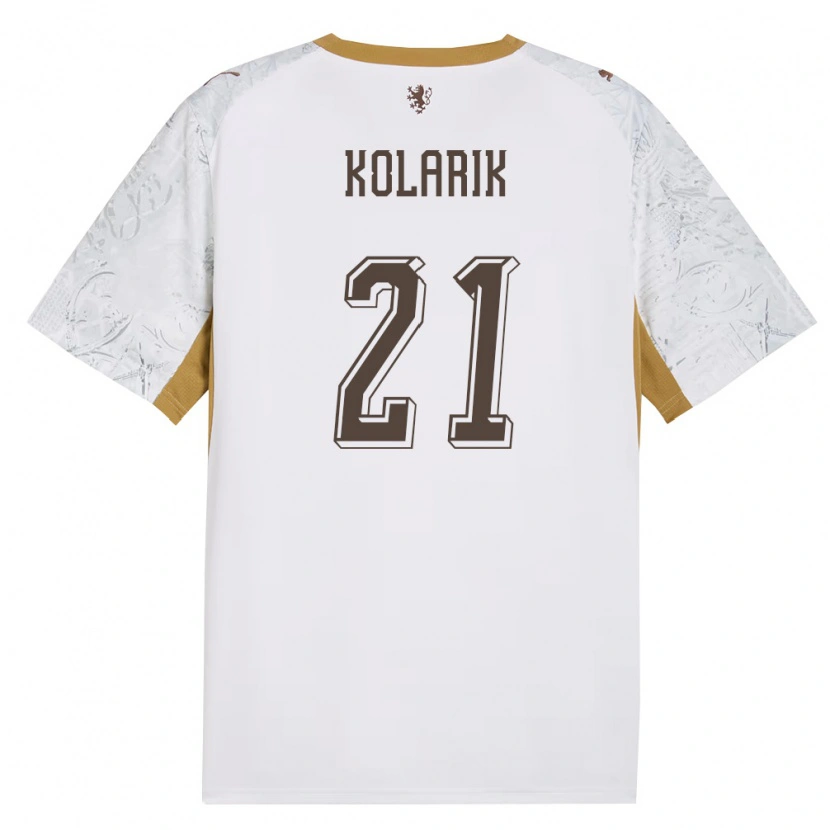 Danxen Dámské Česko Josef Kolarik #21 Smetanová Zlatá Šedá Daleko Hráčské Dresy 26-28 Dres
